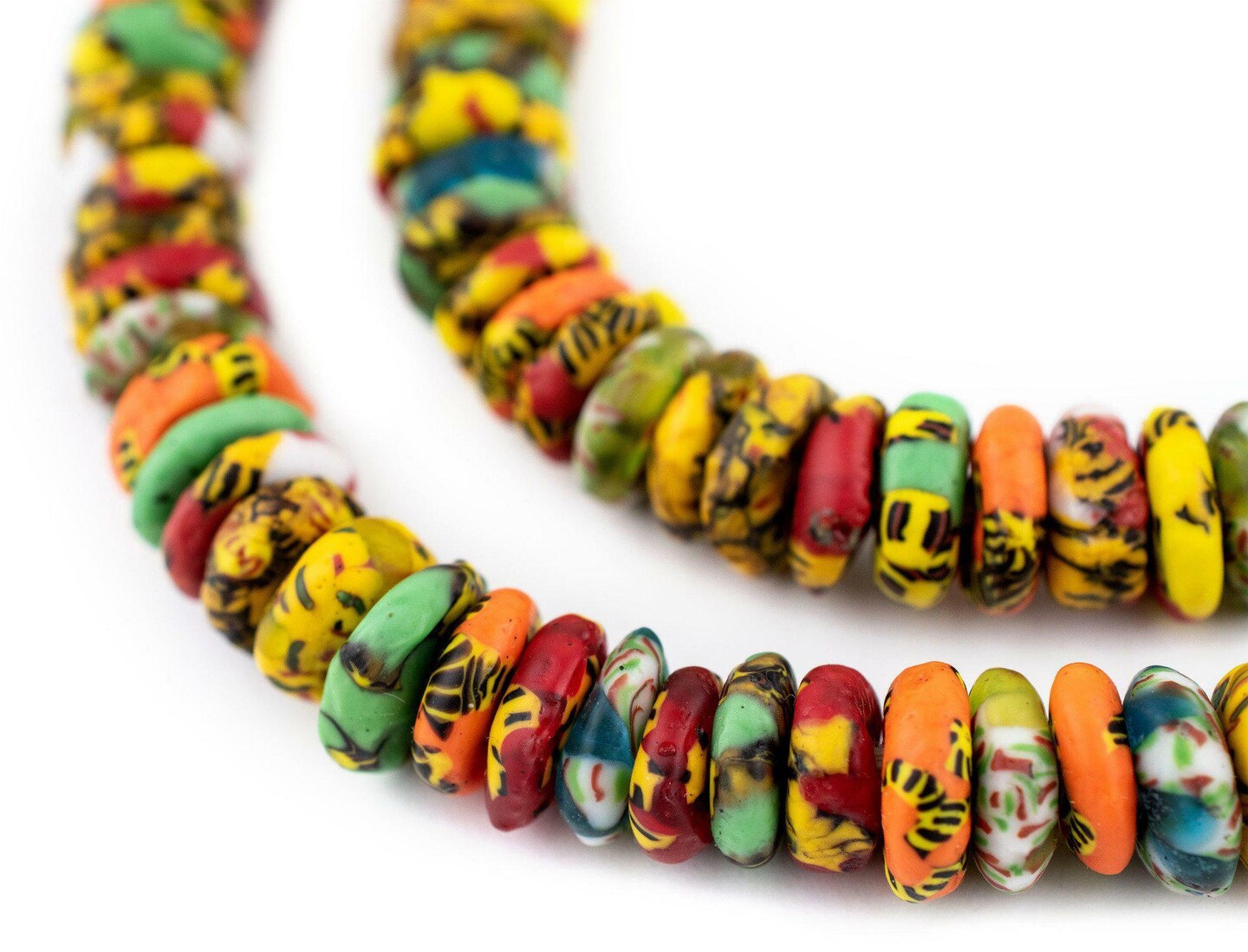 TheBeadChest Sunyani Medley Fused Rondelle Recycled Glass Beads (11mm)