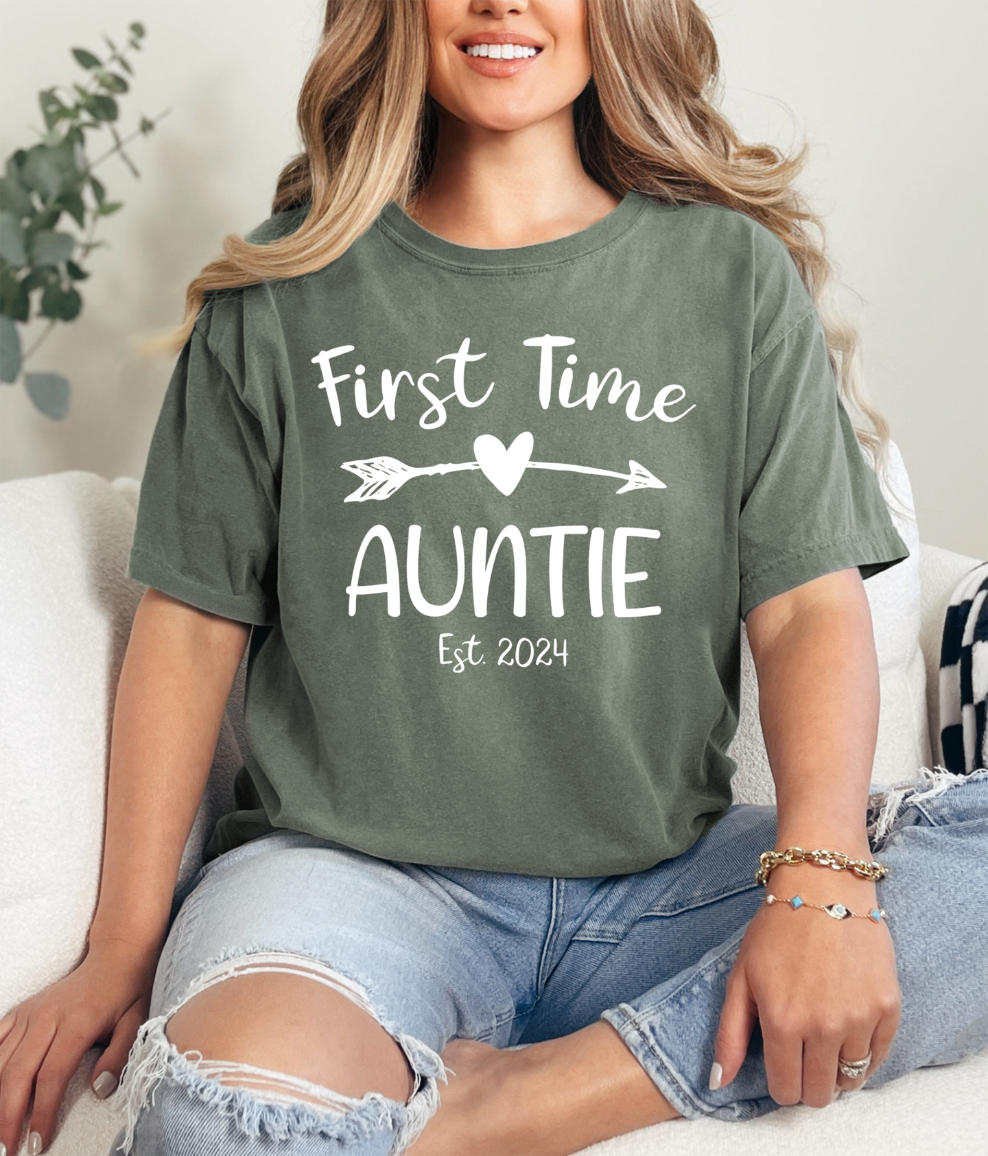 First Time Auntie Shirt Comfort Colors, Customizable Aunt Shirt, Aunt Tee, Favorite Aunt, New Aunt Gift product 2
