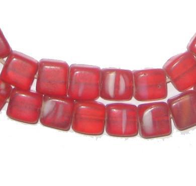 TheBeadChest Old Red Bohemian Cube Beads 9mm Czechoslovakia Glass 26 Inch Strand
