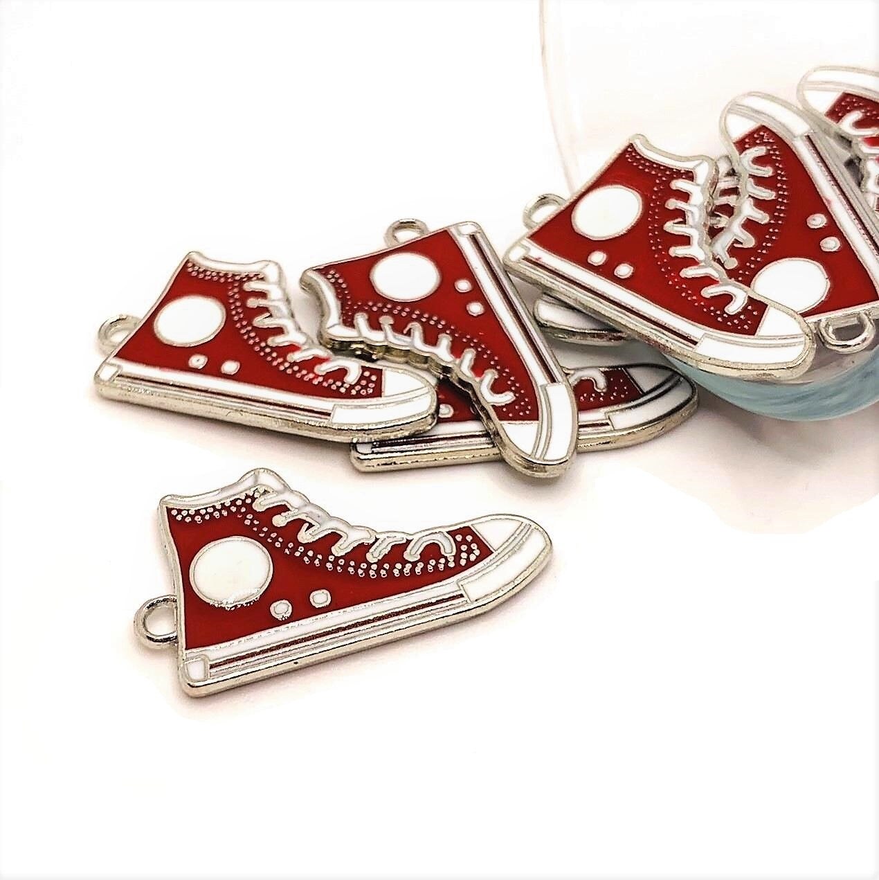 4 20 or 50 Pieces Red Enamel Converse Sneaker Charms Double Sided Michaels