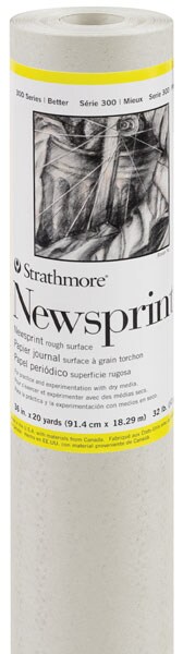 Strathmore 300 Series Newsprint - Rough, Roll, 36&#x22; x 20 yds