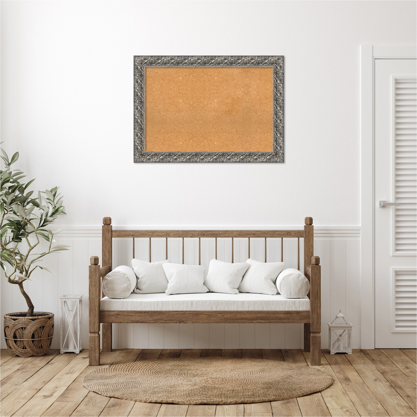Silver Luxor Wood Framed Corkboard, Natural Cork