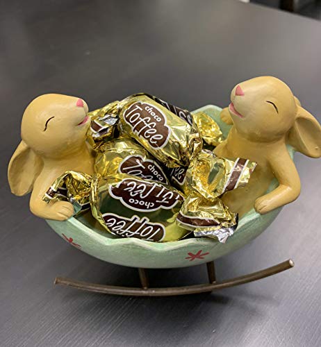 Laughing Bunny Rabbits Rocking in an Easter Egg Cradle Spring Easter Decoration Vintage Rustic Country Bunnies Rabbit Figurine Statue (Bunnies in a Cradle)
