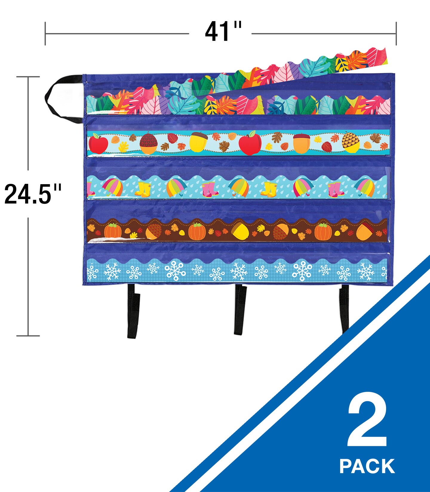 Carson Dellosa 2-Pack Classroom Bulletin Board Border Storage Pocket Charts, Teacher Storage and Organization Solutions, Border Storage Solutions for Classroom and Homeschool