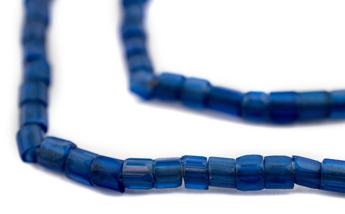TheBeadChest Old Faceted Russian Blue Glass Trade Beads 4mm Ghana African Large Hole 24 Inch Strand Handmade