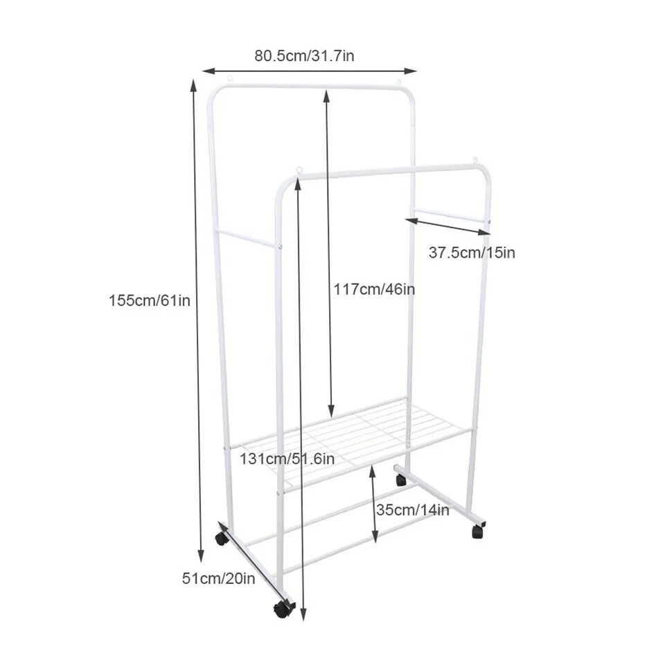 Industrial Pipe Metal Clothes Rail Heavy Duty Garment Hanging Rack Shoe