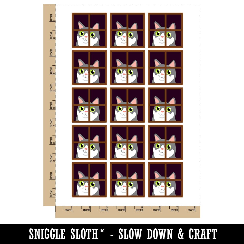 Cat Staring Out Window Temporary Tattoo Water Resistant Fake Body Art Set Collection (1 Sheet)