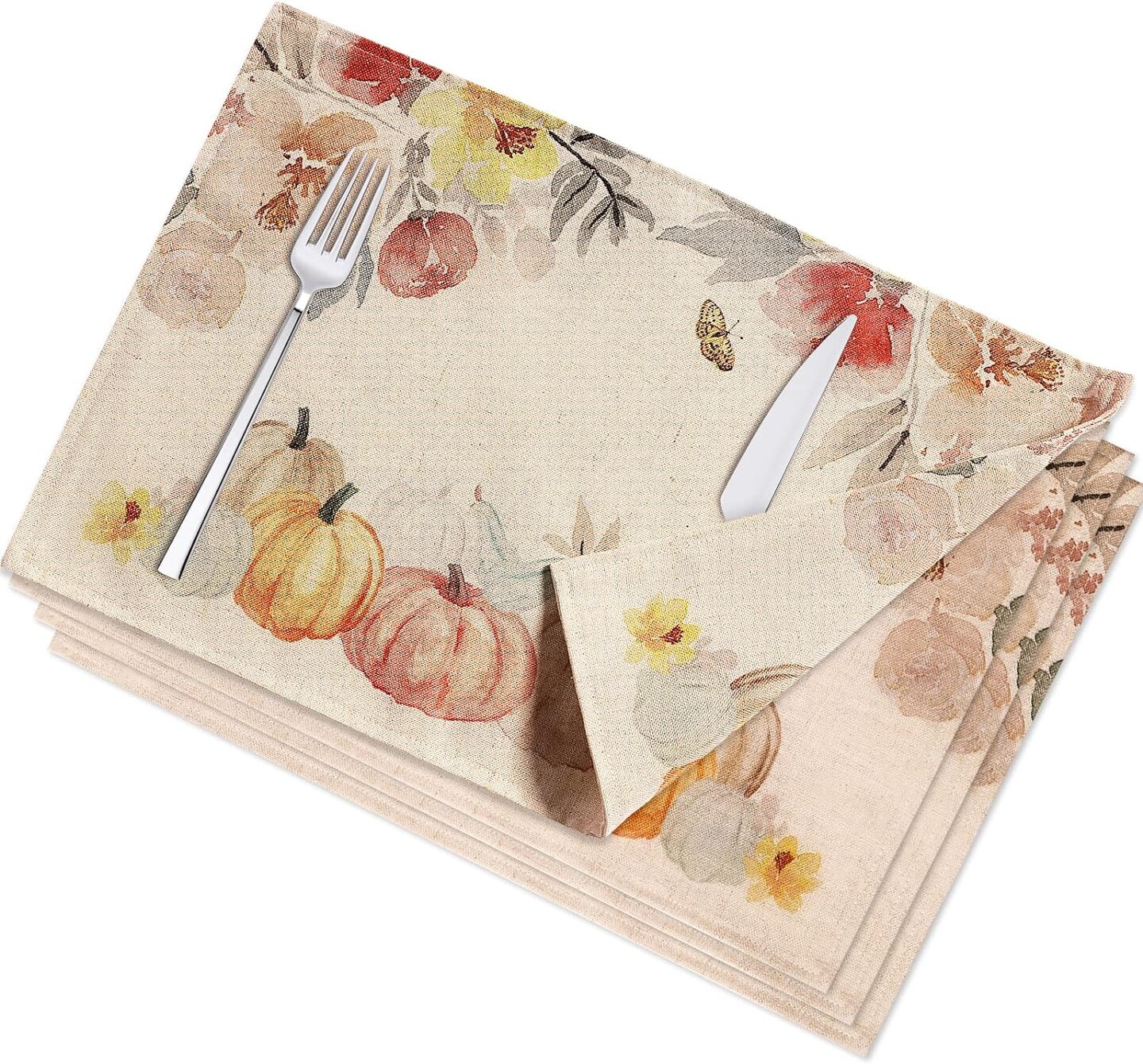 Dolcal Farmhouse Theme Reversible Linen Placemats Set of 4