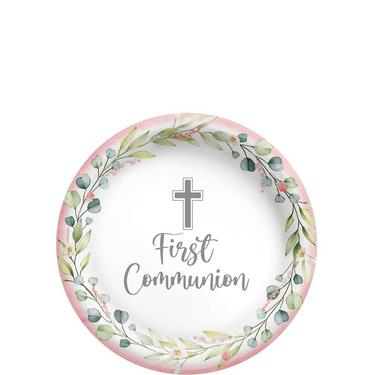 My First Communion 6.75&#x22; Round Plates - Pink