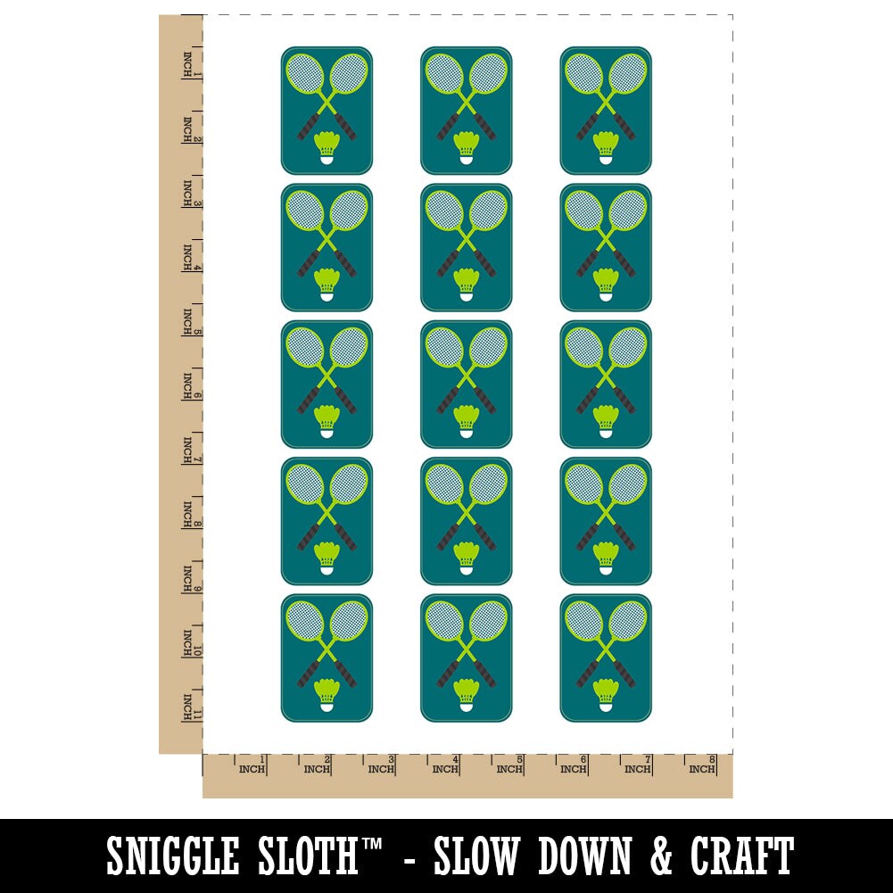 Badminton Rackets and Shuttlecock Birdy Temporary Tattoo Water Resistant Fake Body Art Set Collection (1 Sheet)