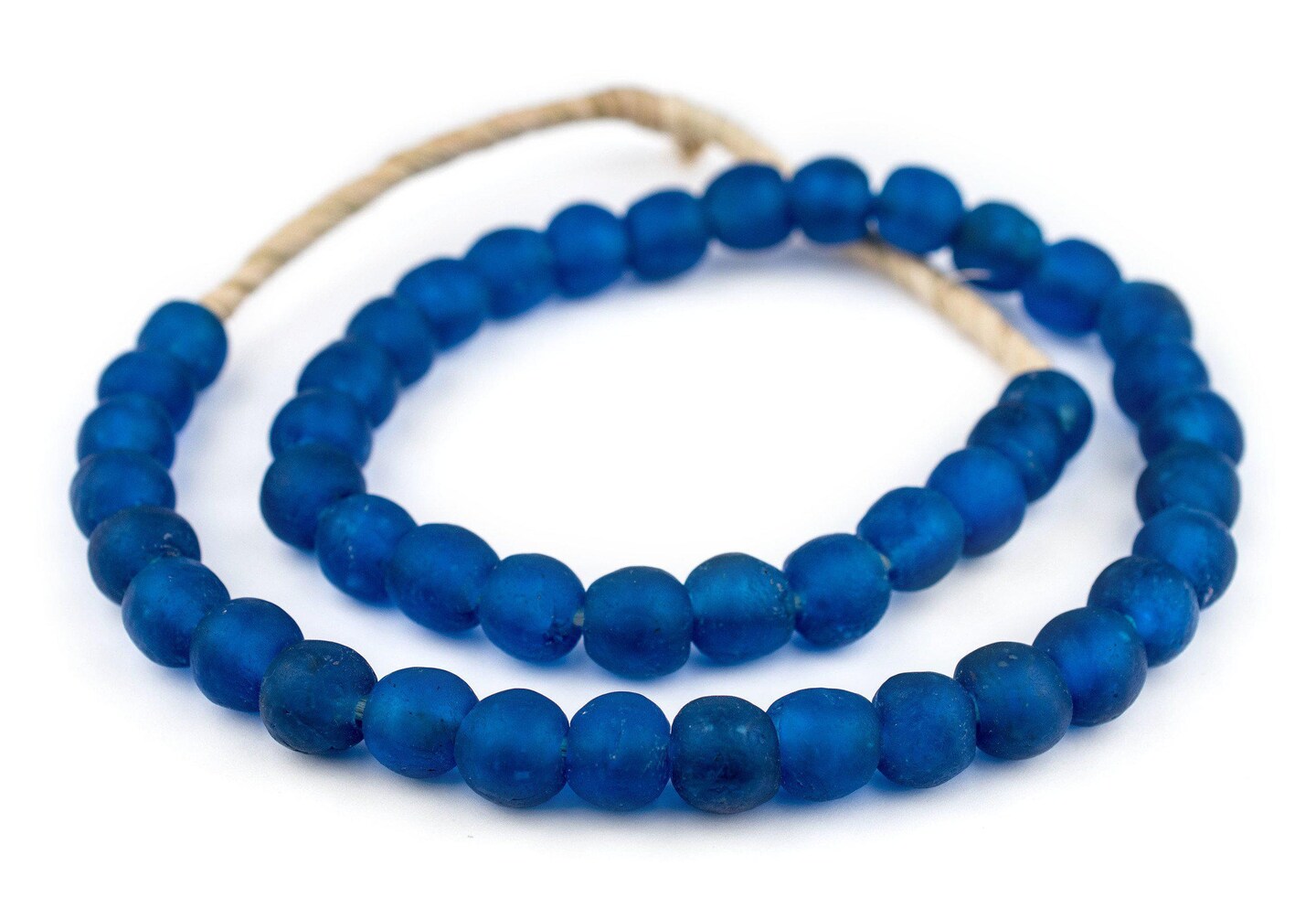 TheBeadChest African Recycled Glass Beads, Strand, For Jewelry Making, Home Decor, Handmade in Ghana (14mm, Azul)