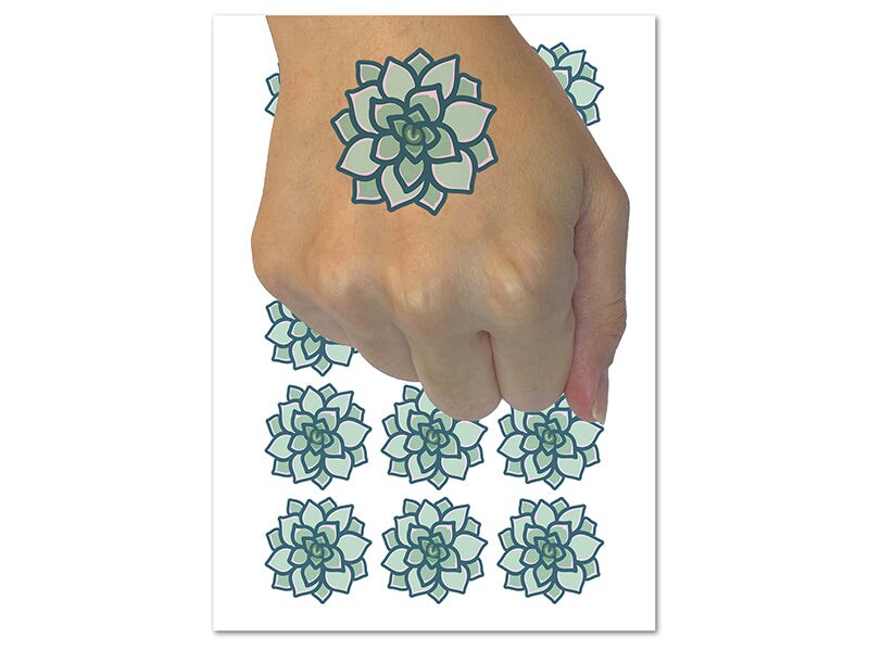 Succulent Plant Temporary Tattoo Water Resistant Fake Body Art Set Collection (1 Sheet)