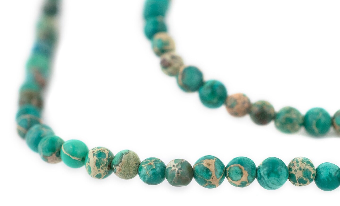TheBeadChest Green Aqua Sea Sediment Jasper Beads (4mm): Organic Gemstone Round Spherical Energy Stone Healing Power Crystal for Jewelry Bracelet Mala Necklace Making