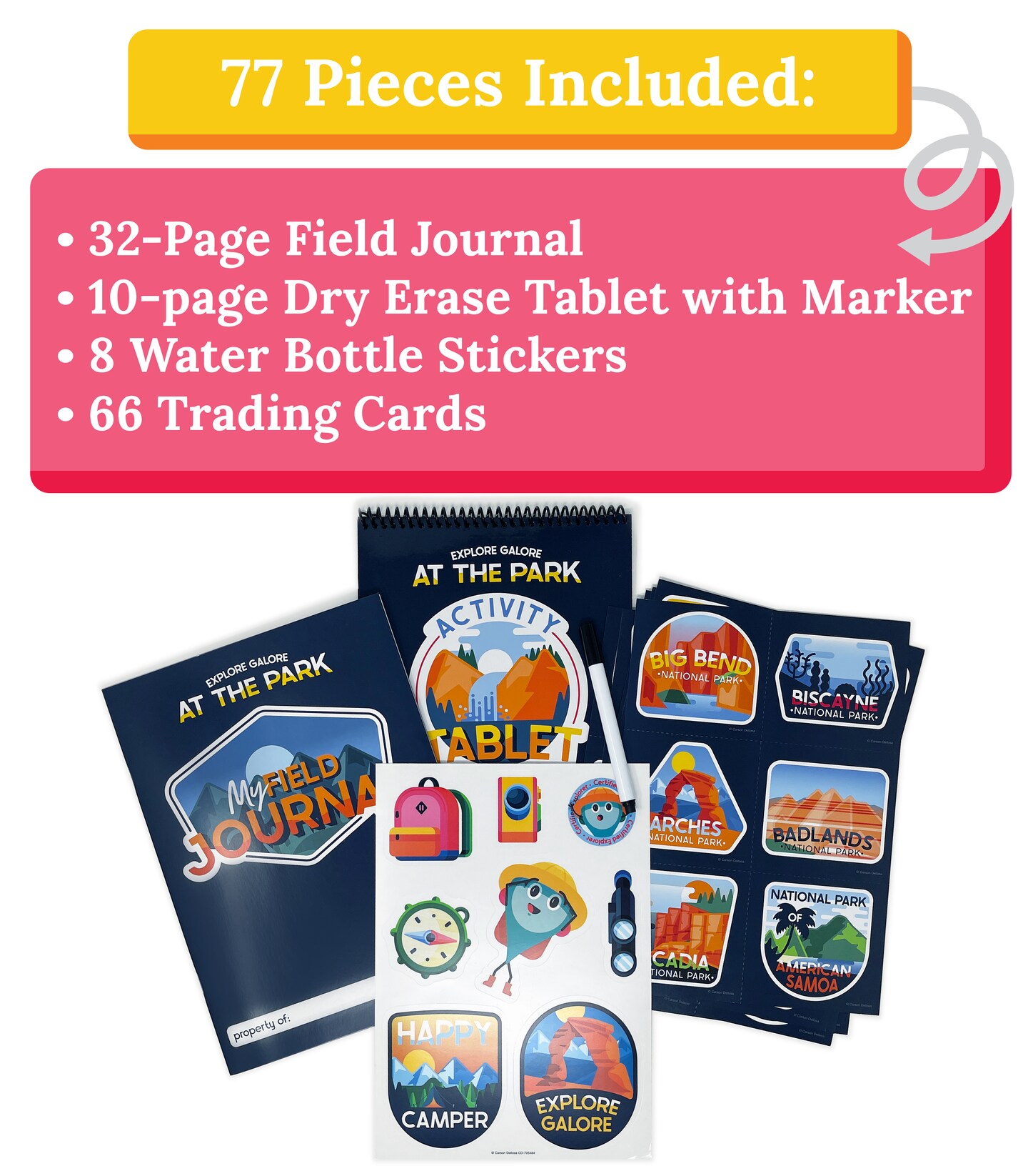 Carson Dellosa Explore Galore: Wipe Clean National Parks Book of Activities, Dry Erase Workbook With Puzzles, Bingo, Stickers, Flash Cards, Field Journal, and More, Ages 7 and Up
