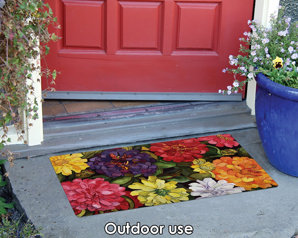 Zippy Zinnias Door Mat (18 x 30&#x22;)