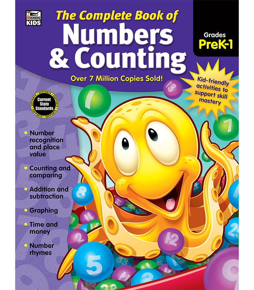 Carson Dellosa Complete Book of Numbers &#x26; Counting Math Workbook, Preschool-Grade 1 Math Book With Addition, Subtraction, Counting, Graphing, and Place Values, Classroom or Homeschool Curriculum