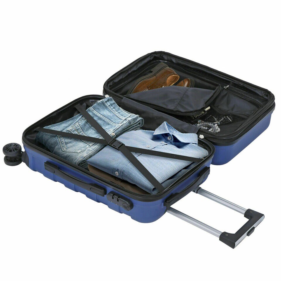 Carry Luggage Carry-On Suitcase with Spinner Wheels Blue