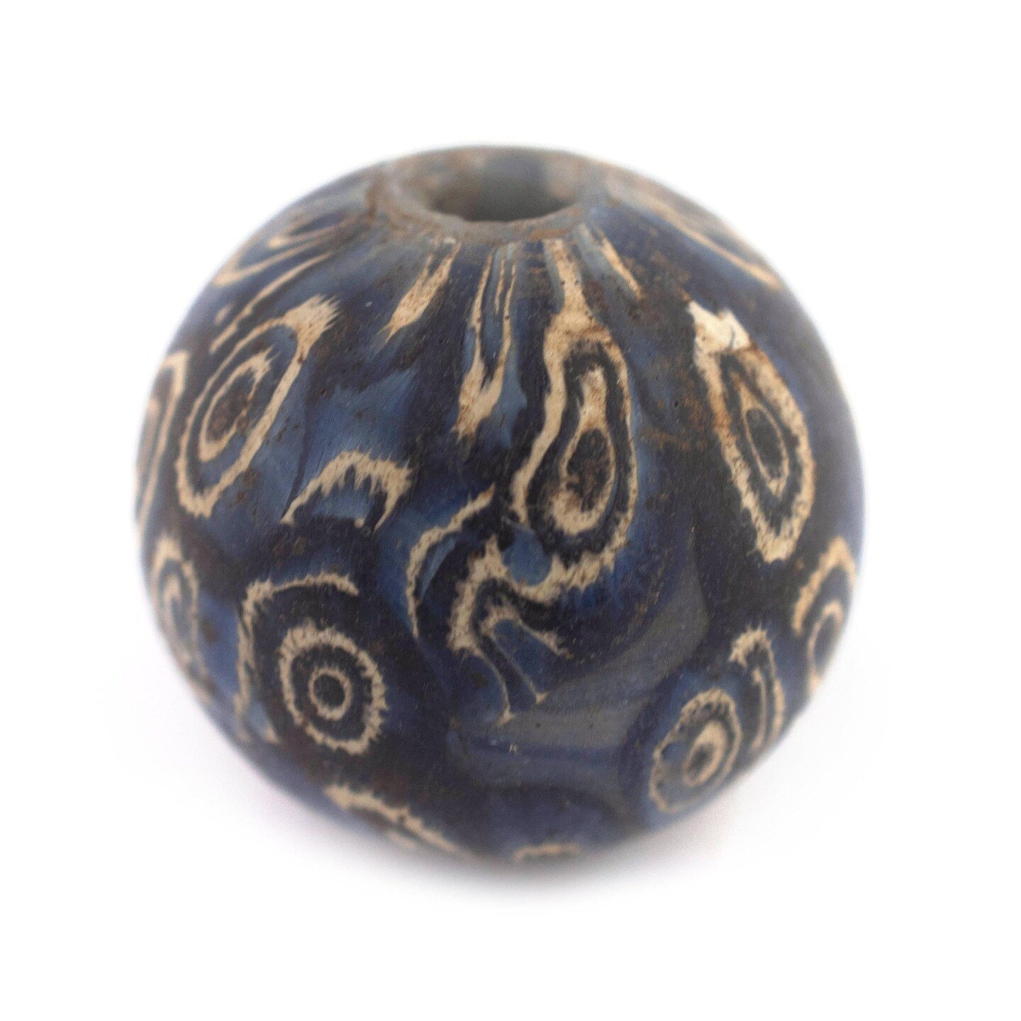 TheBeadChest Blue Antique-Style Java Eye Glass Bead (Single Bead, 20mm)