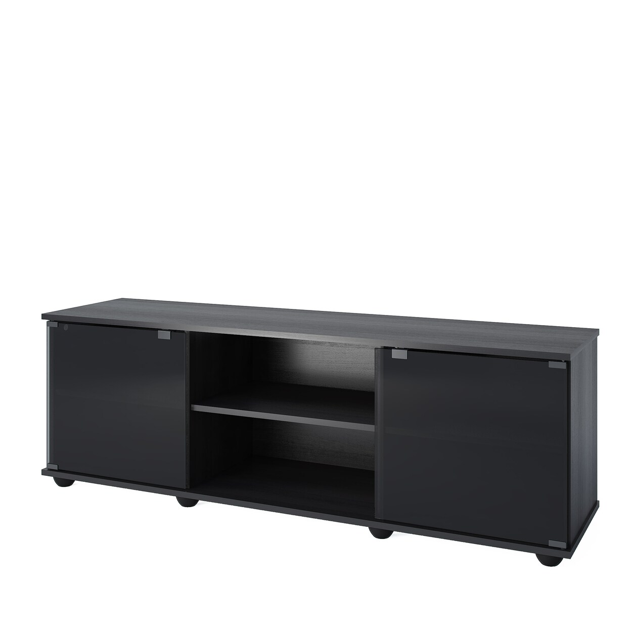 Corliving Holland Ravenwood Black Wooden Tv Stand For Tvs Up To 75&#x22;