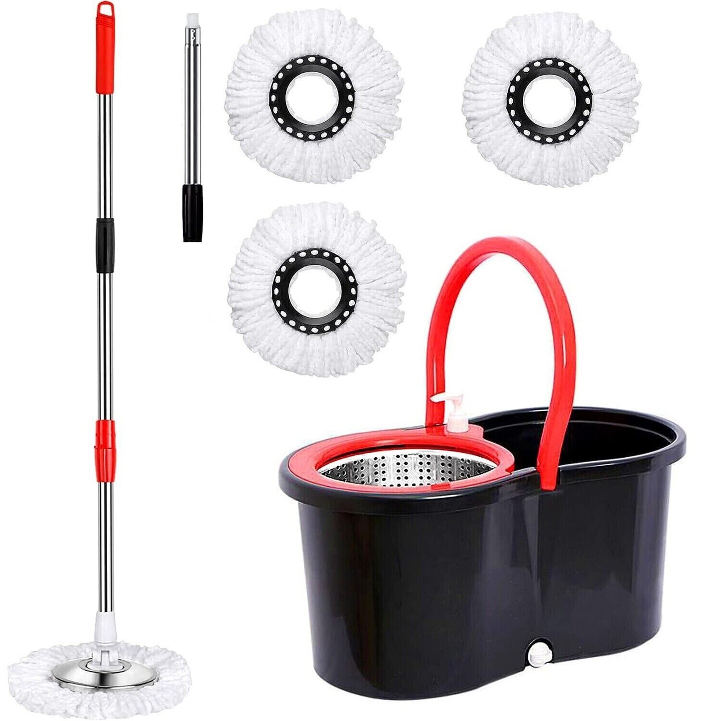 Kitcheniva 360&#xB0; Spin Mop And Bucket With Wringer Plus 3 Microfiber Refills Set