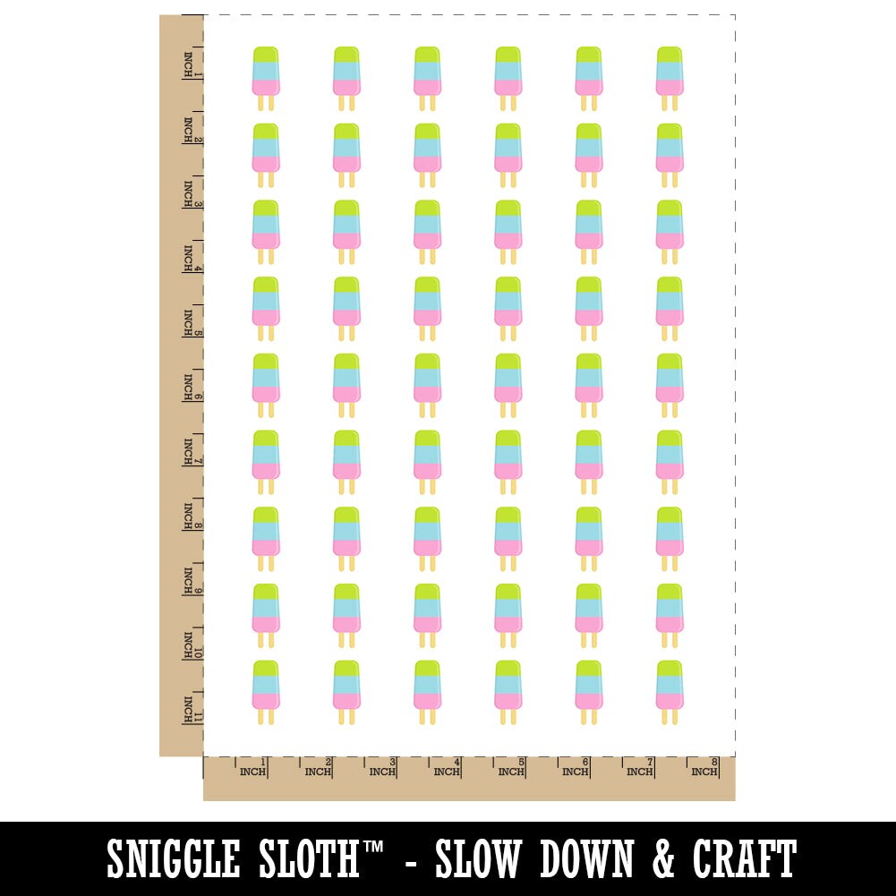 Layered Ice Cream Bar Frozen Treat Popsicle Temporary Tattoo Water Resistant Fake Body Art Set Collection (1 Sheet)