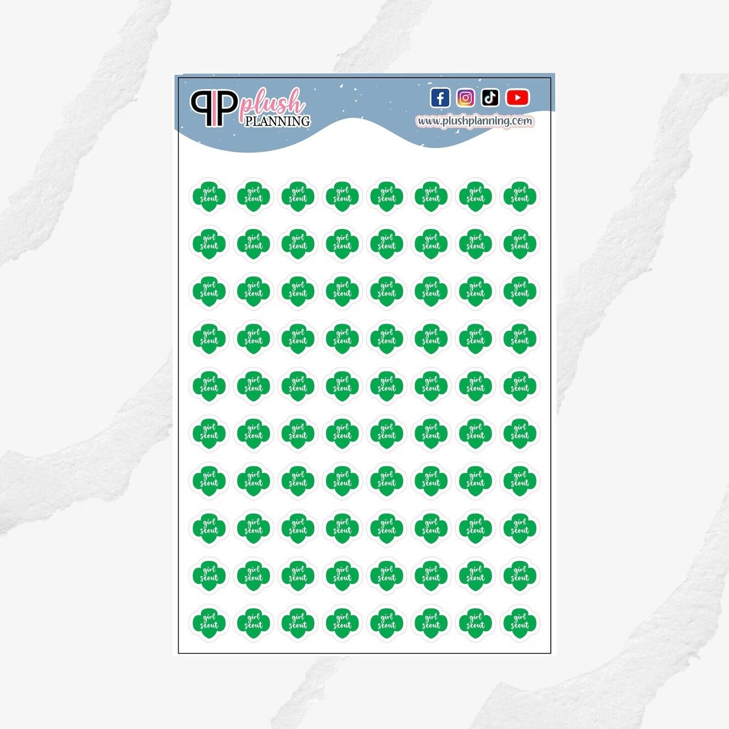 Girl Scout Script Icon Planner Stickers, Girl Scout Meeting Tracker