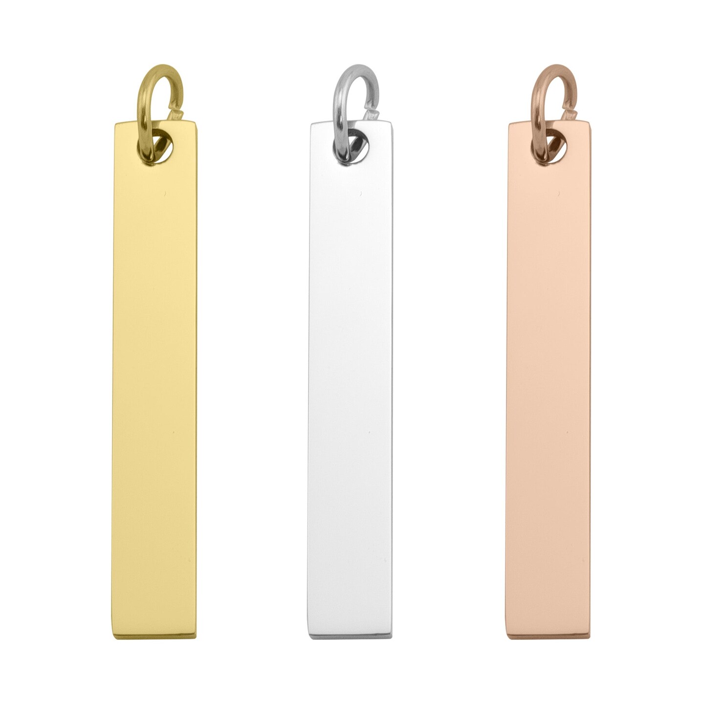 Polished Stainless Steel Vertical Blank Bar Pendant