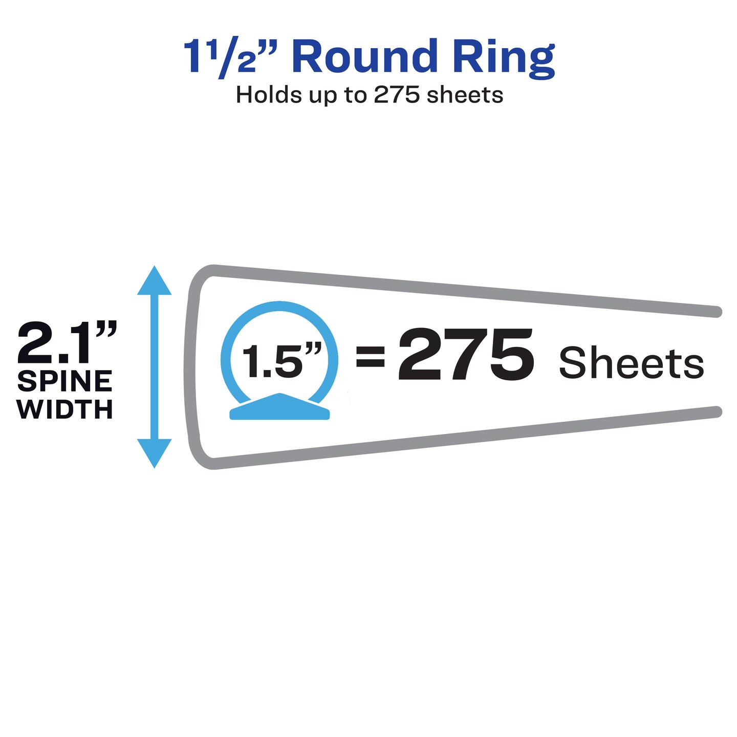 Avery Flexi-View 3 Ring Binder, 1.5&#x22; Round Rings, 1 Navy Blue Binder (17638)