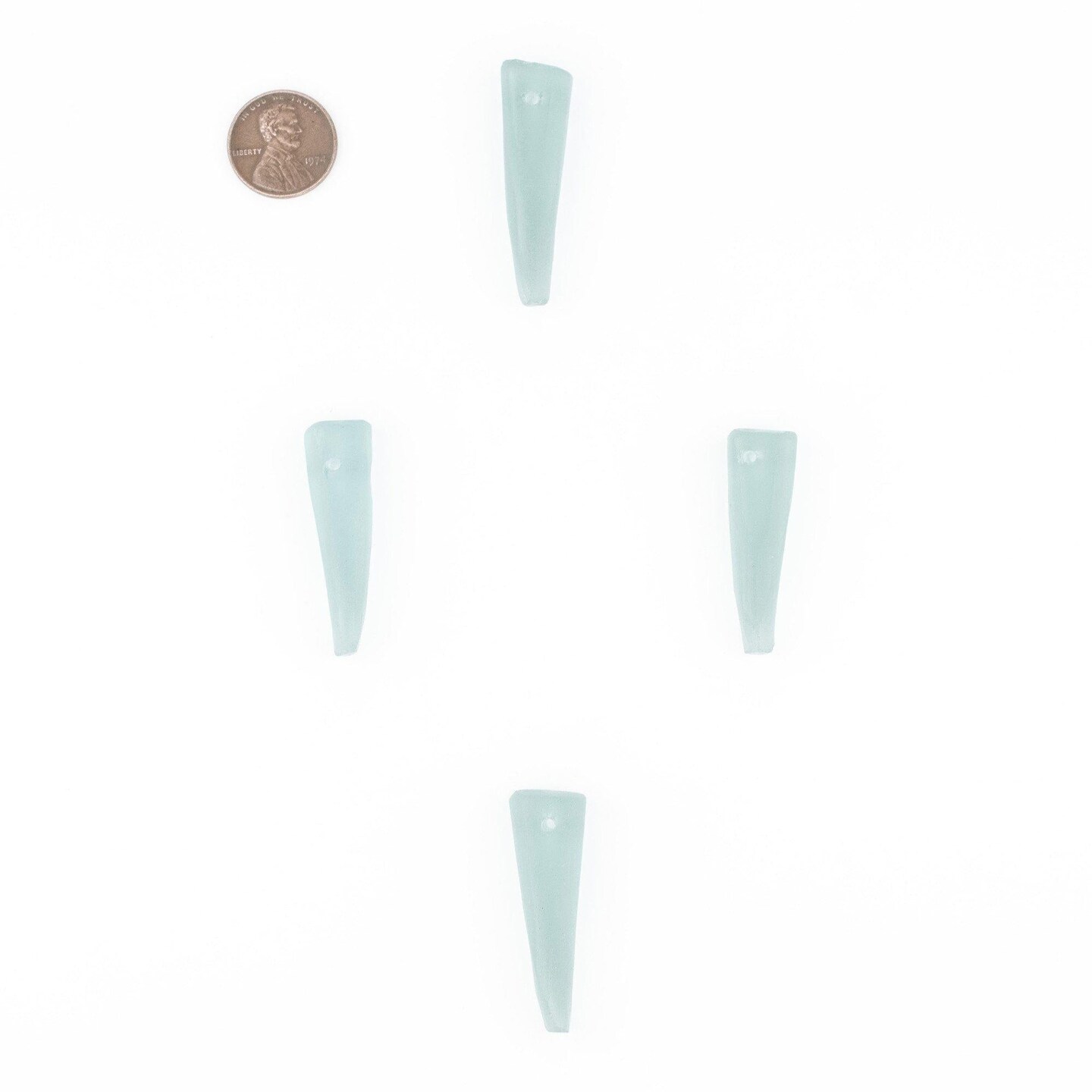 TheBeadChest Tooth Sea Glass Pendants, Frosted Matte Eco-Friendly Translucent Recycled Glass Charms for Jewelry & Necklace Making
