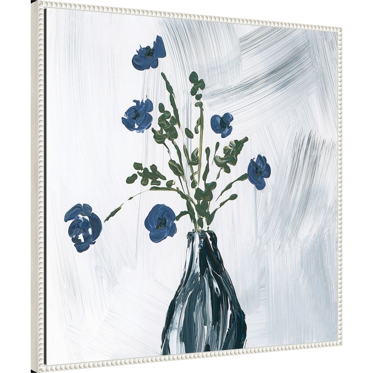 Dusty Blue Floral Spray by Lucille Price Framed Canvas Wall Art