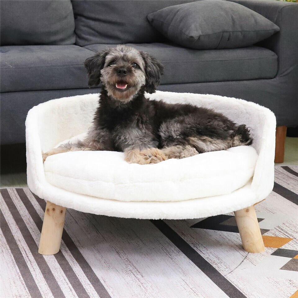 Large size Dog Sofa Couch Lounge Elevated Cat Bed Pet 3-Legged Stool Raised Bed w/ Cushion