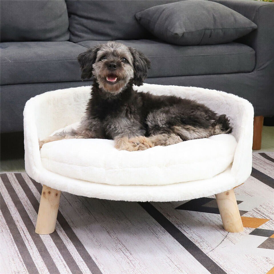 Large size Dog Sofa Couch Lounge Elevated Cat Bed Pet 3 Legged Stool Raised Bed w Cushion