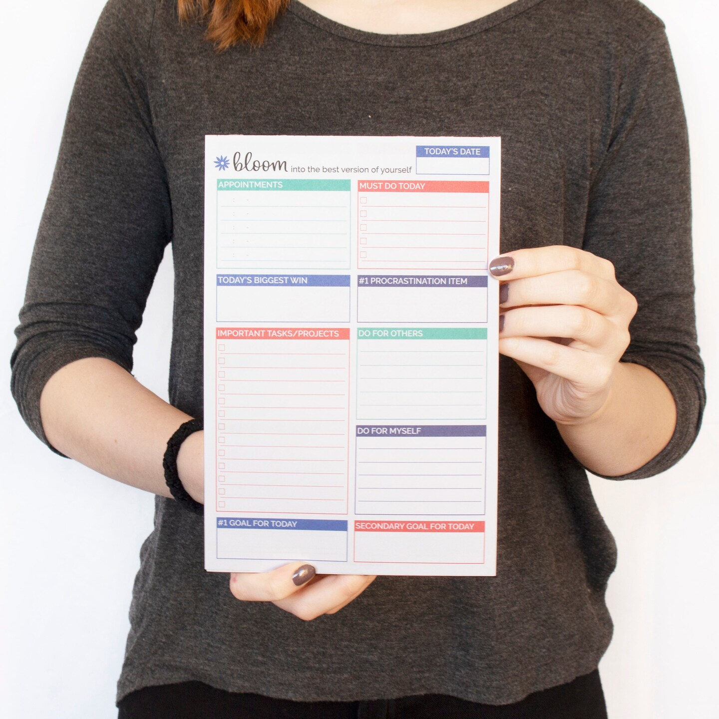 bloom daily planners Planning Pad, 6&#x22; x 9&#x22;, Double Sided Planning Pad, Teal