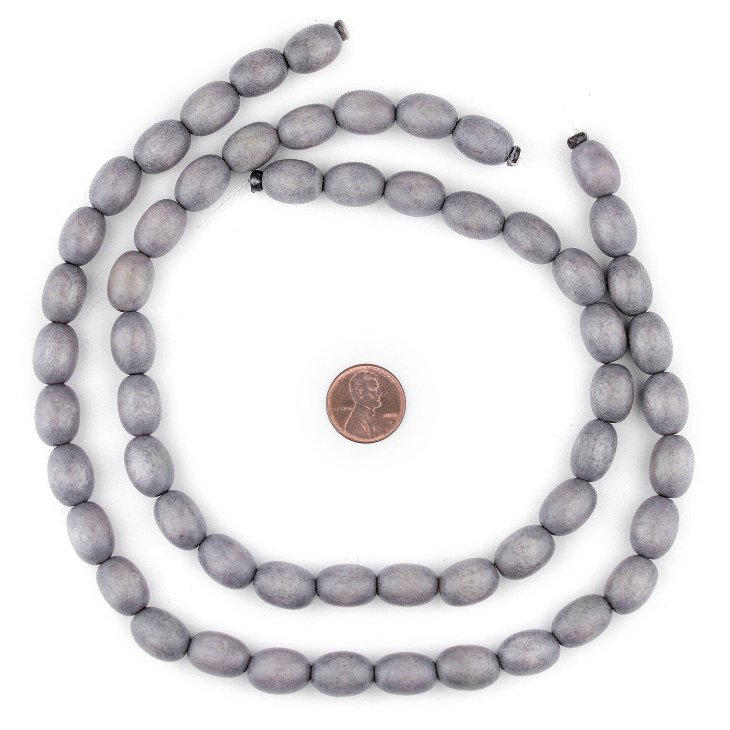 The Bead Chest Grey Oval Natural Wood Beads (15x10mm): Organic Eco-Friendly Wooden Bead Strand for DIY Jewelry, Crafts, Necklace and Bracelet Making