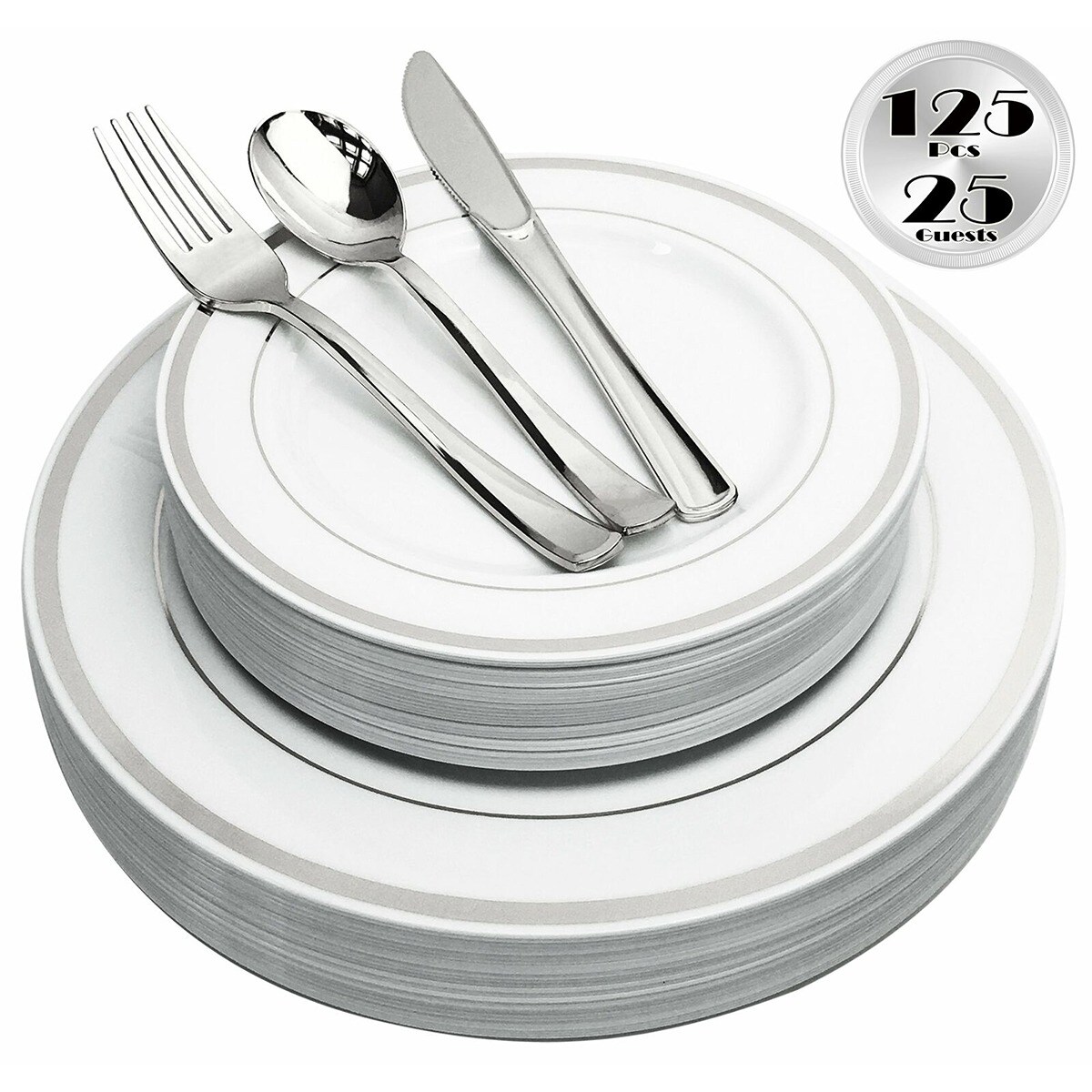 Heavy Duty Disposable Plates &#x26; Cutlery 125 pcs