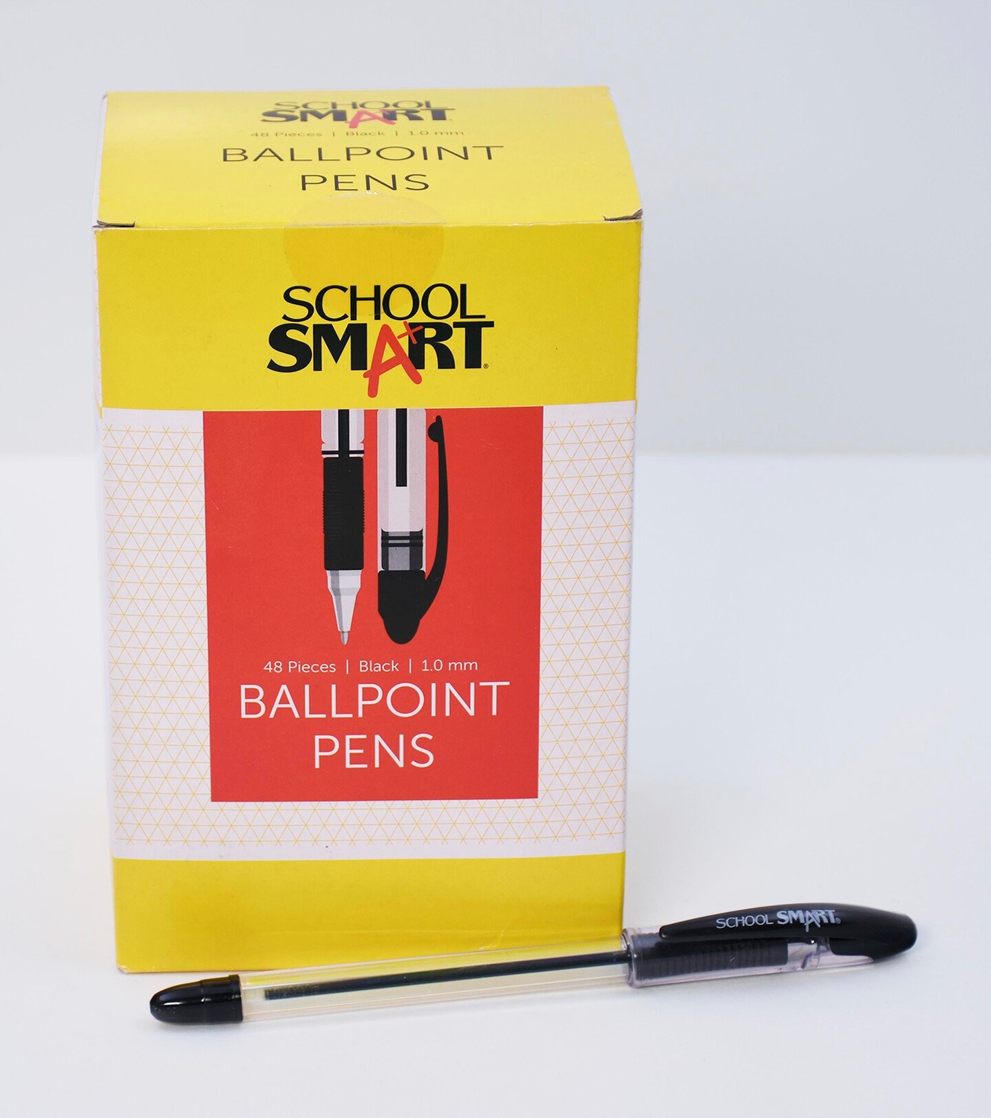School Smart Ballpoint Pens, Medium Tip, Black, Pack of 48