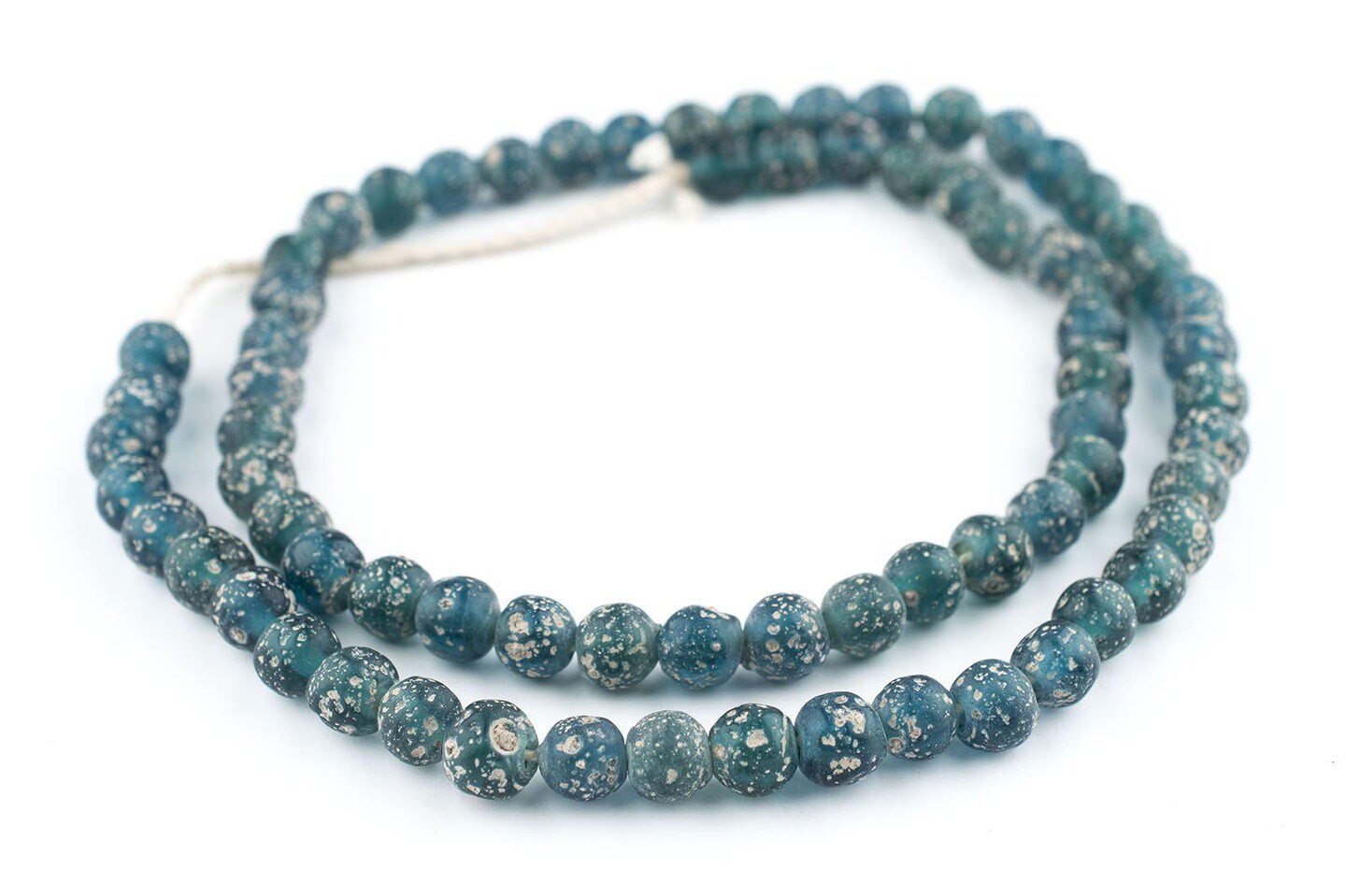 TheBeadChest Ancient-Style Java Glass Beads, Round Indonesian Handmade Fair Trade Etched Spacers for DIY Jewelry Making and Crafts (Translucent Teal)
