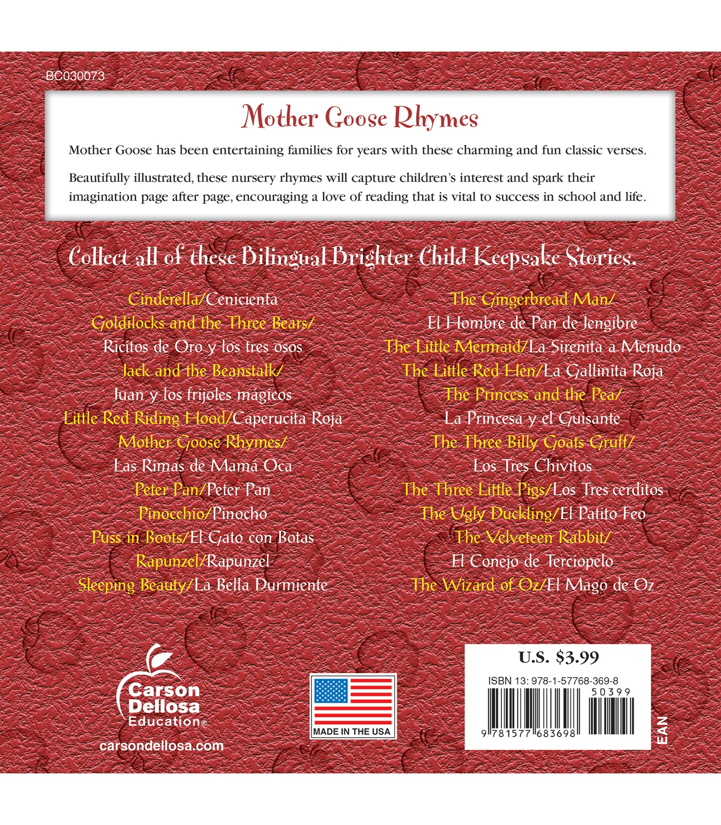 Carson Dellosa Mother Goose Rhymes (Keepsake Stories) Storybook