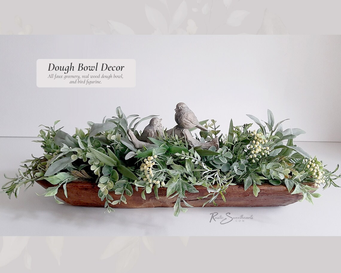 Farmhouse Home Dough Bowl Decor | Easy DIY Faux Eucalyptus Greenery ...