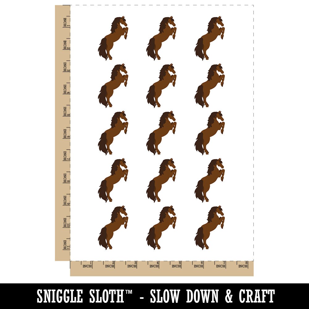 Horse Rearing on Hind Legs Solid Temporary Tattoo Water Resistant Fake Body Art Set Collection (1 Sheet)