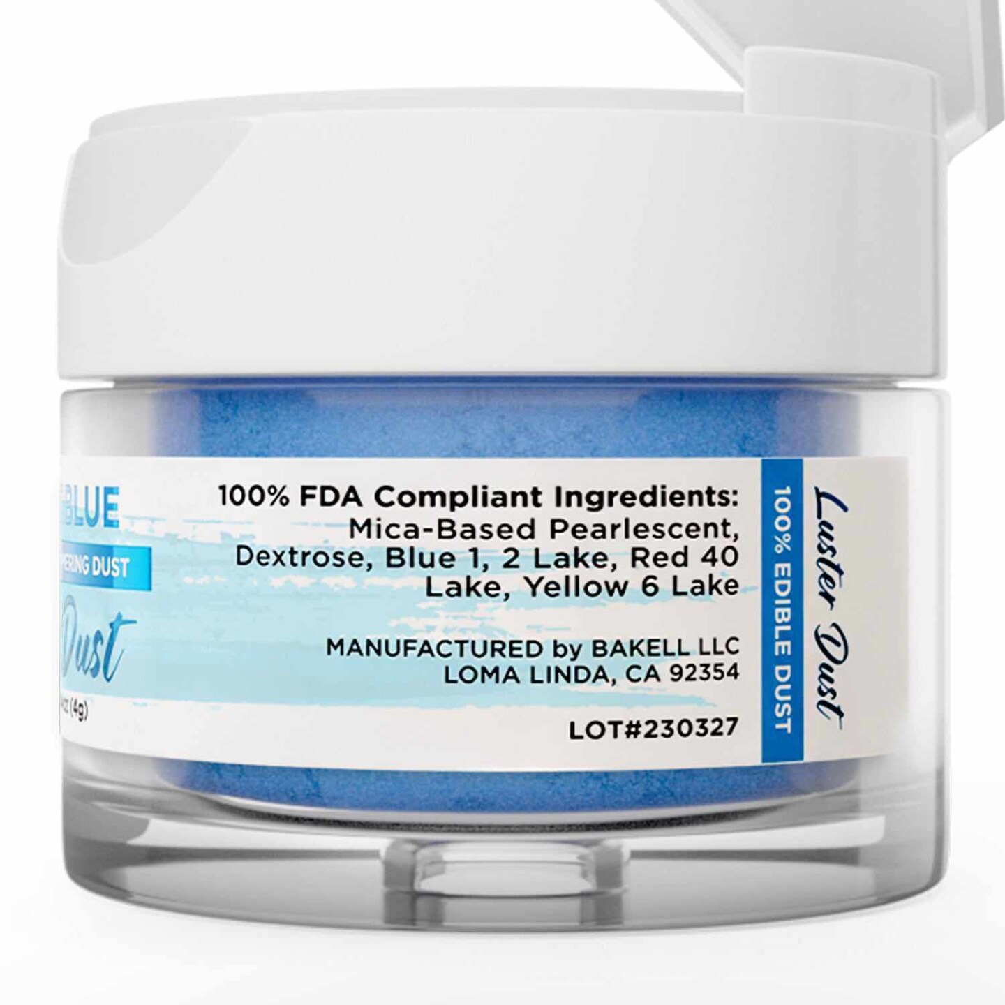 Bakell - Patriot Blue Luster Dust (4g, 1x Jar) Edible Vegan Dust & Paint for Baking, Desserts and Beverages