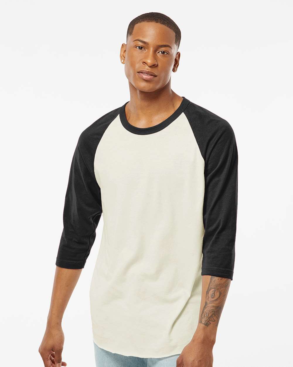 Tultex&#xAE; Fine Jersey Raglan Crew Neck Three-Quarter T-Shirt