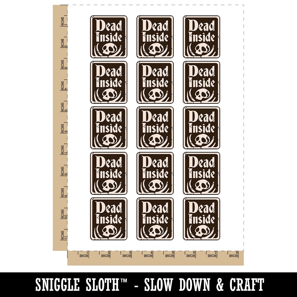Dead Inside Goth Skeleton Macabre Temporary Tattoo Water Resistant Fake Body Art Set Collection (1 Sheet)