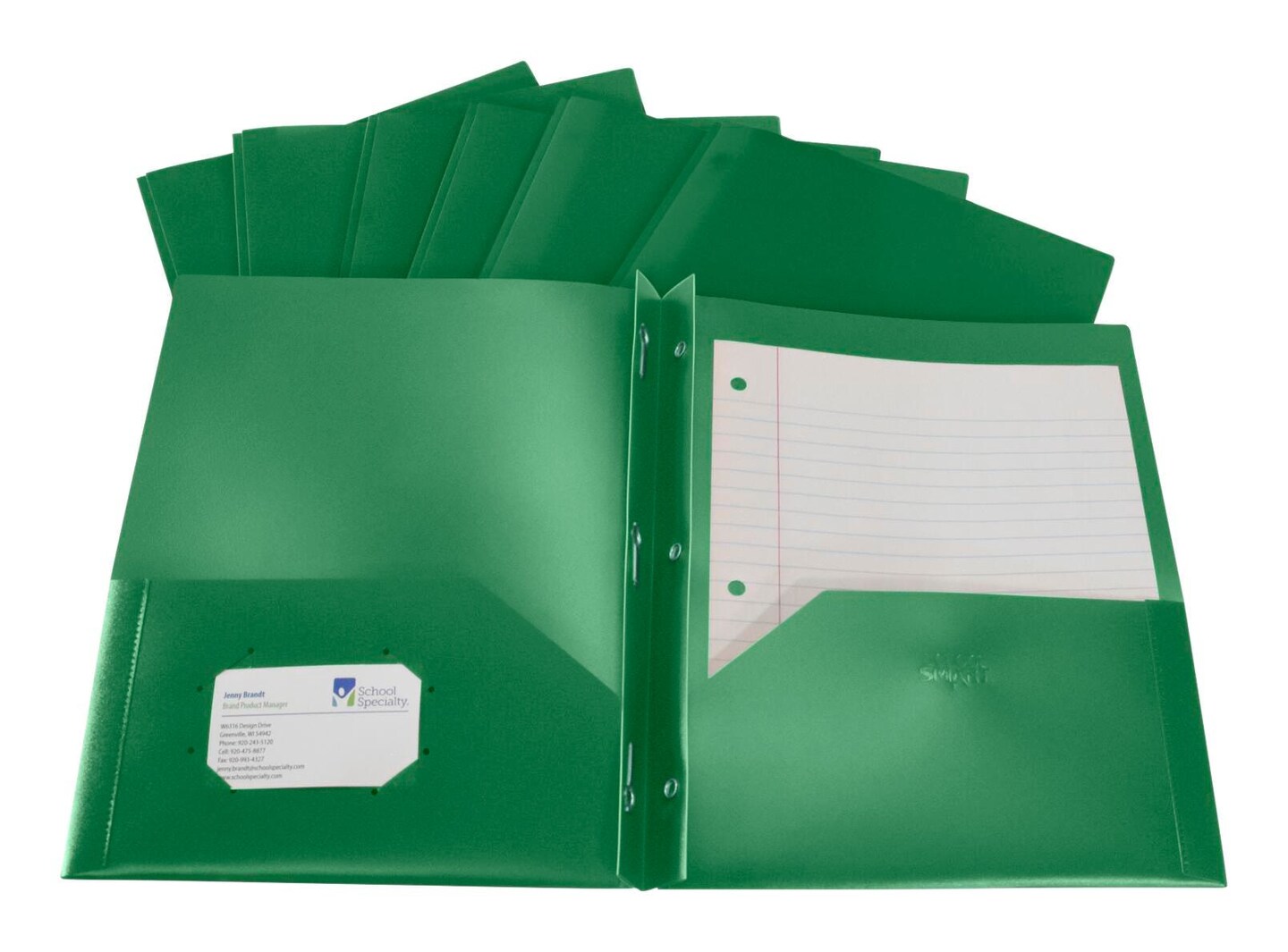 School Smart 2-Pocket Poly Folders with Fasteners, Pack of 25