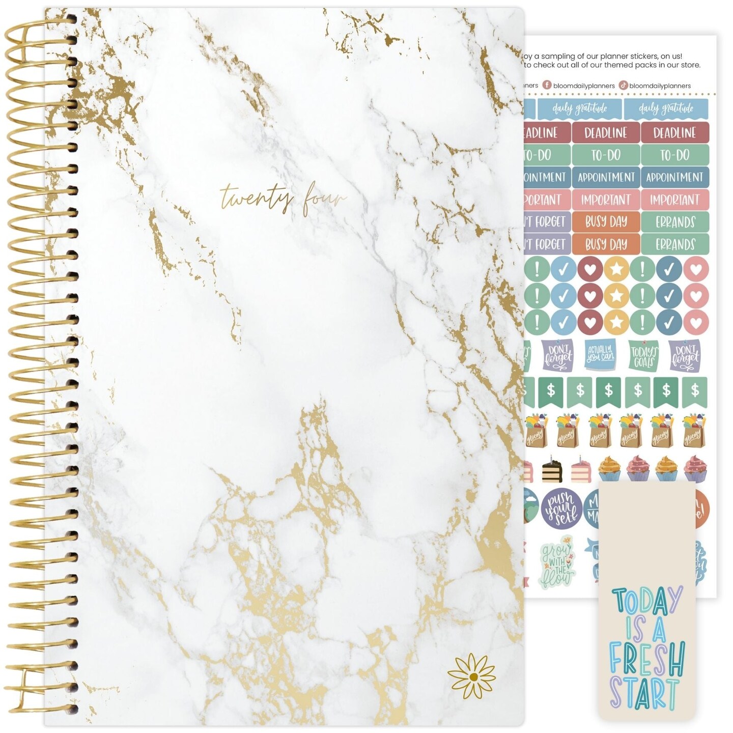 bloom daily planners 2024 Soft Cover Planner, 5.5&#x22; x 8.25&#x22;, Marble