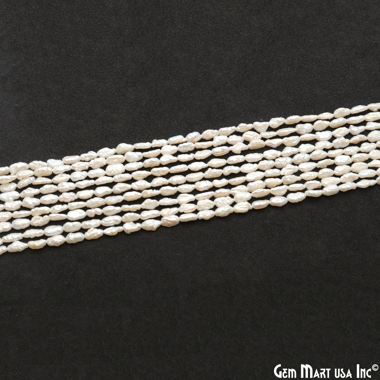 Free Form Pearl Beads, Irregular Smooth Pearl Gemstone Beads, Drilled Pearl Strand, 2-3mm, 16 inch, GemMartUSA (DRPR-70006)