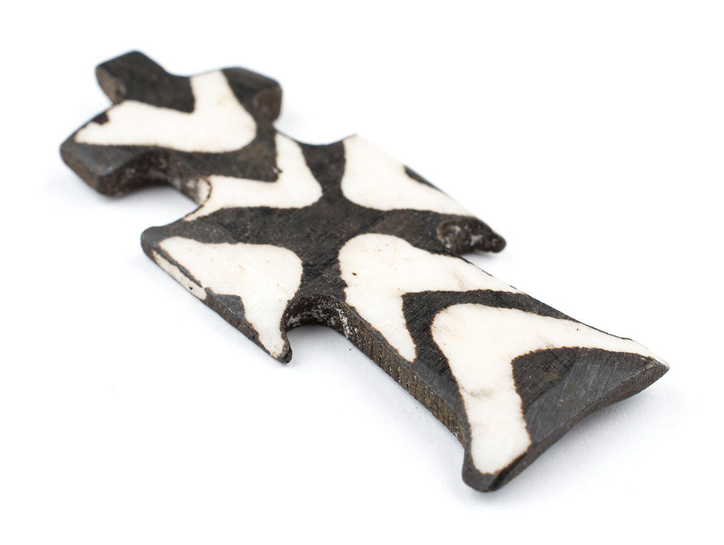 The Bead Chest Handmade Batik Bone Cross Pendant from Kenya – African Tribal Design – Traditional – Fair Trade Ethically Sourced Jewelry Making Charm