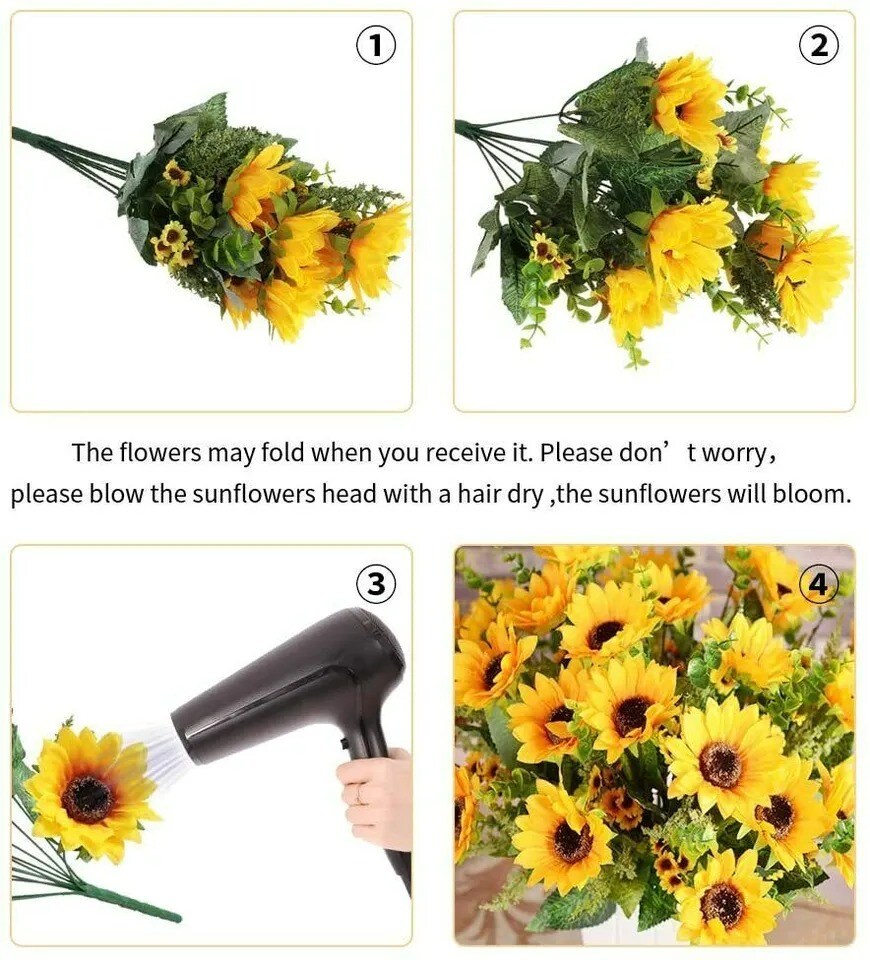 Sunflower Bouquet Artificial Silk Fake Flower Decor