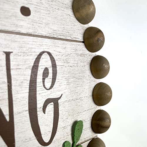 Spring Decorations Hello Spring Wall Sign 3D Fabric Flowers Wall Plaque Rustic Farmhouse Wooden Decoration Round Vintage Hanging Signs Gift for Kitchen Living Dinning Room Bedroom 12" x 12"