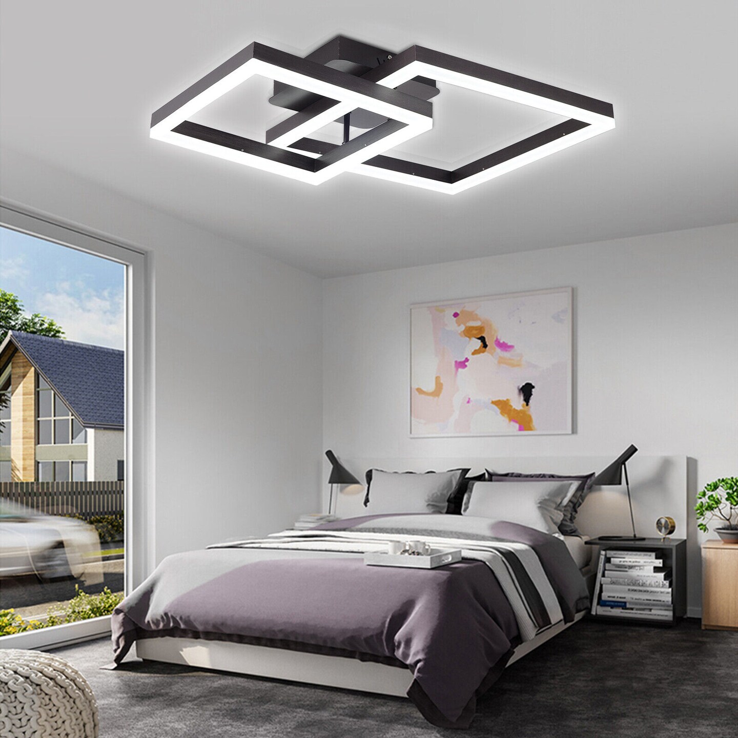 Kitcheniva Modern Dimmable Square Chandelier Flush Mount Pendent Lamp